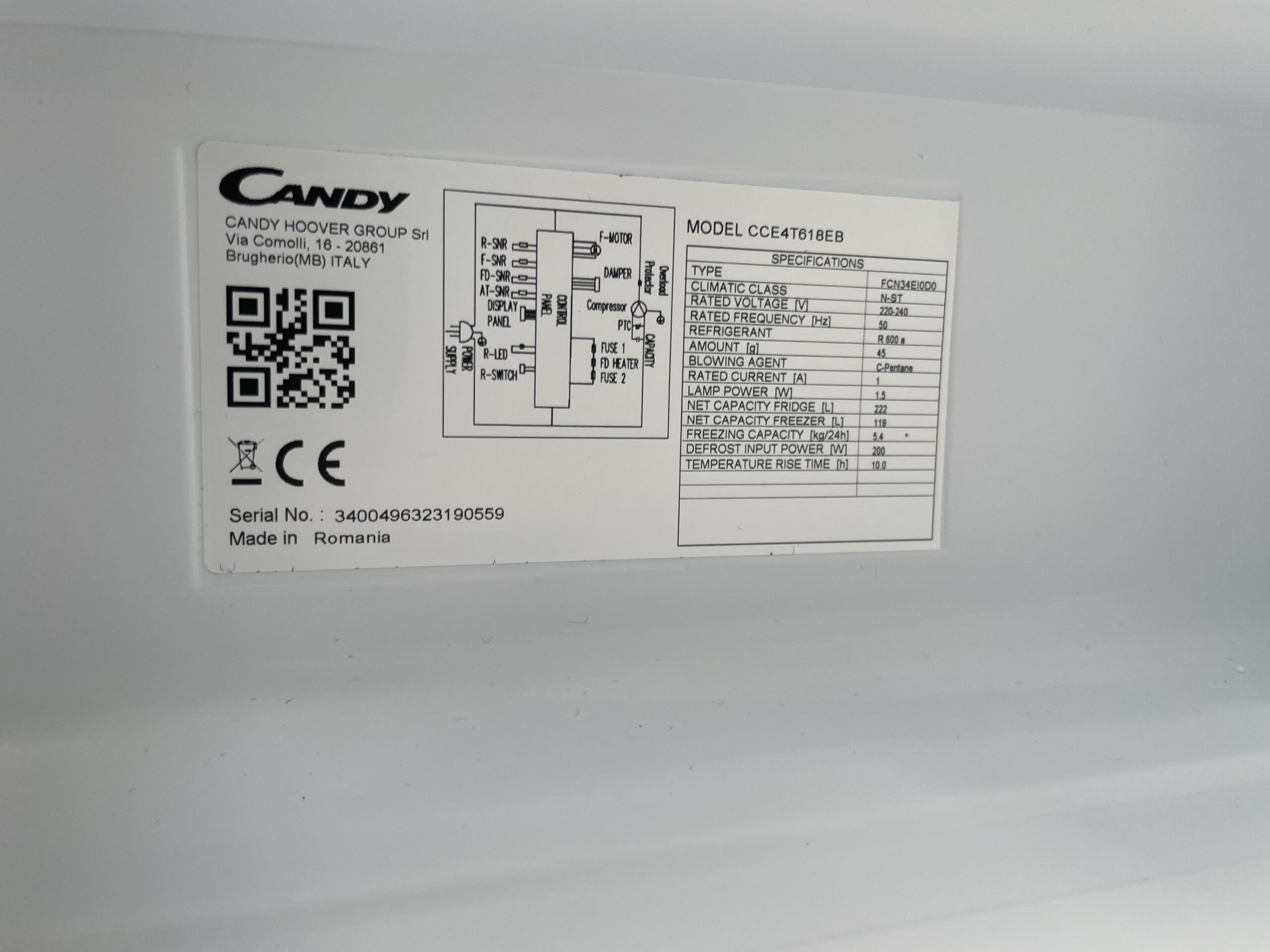 Lodówka Candy Fresco CCE4T618EB Pełny No Frost 185cm Szuflada z kontrolą wilgotności Zdalne sterowanie Czarny - Image 5