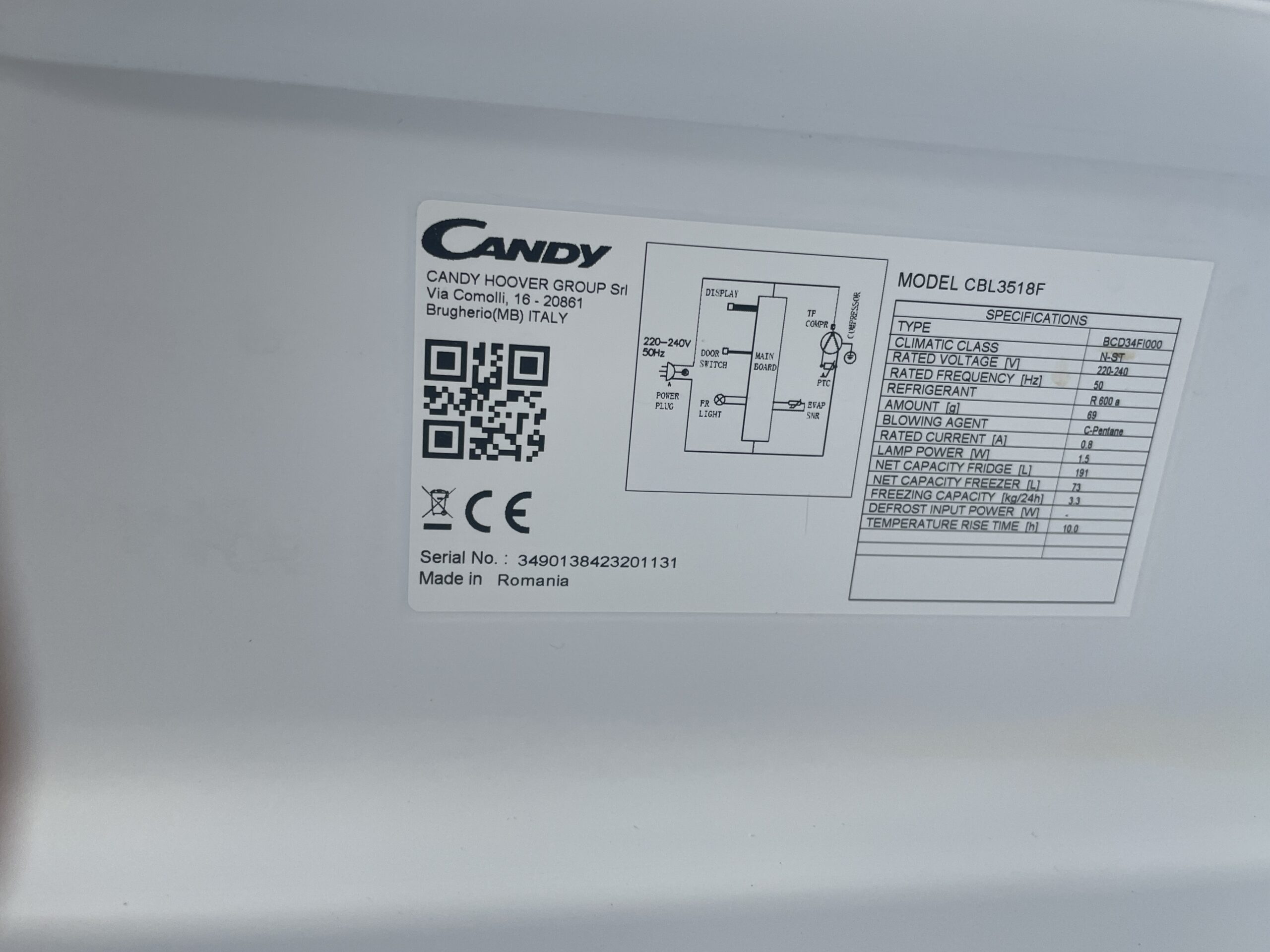 Lodówka Candy CBL3518F 177,2cm Zdalne sterowanie - Image 4