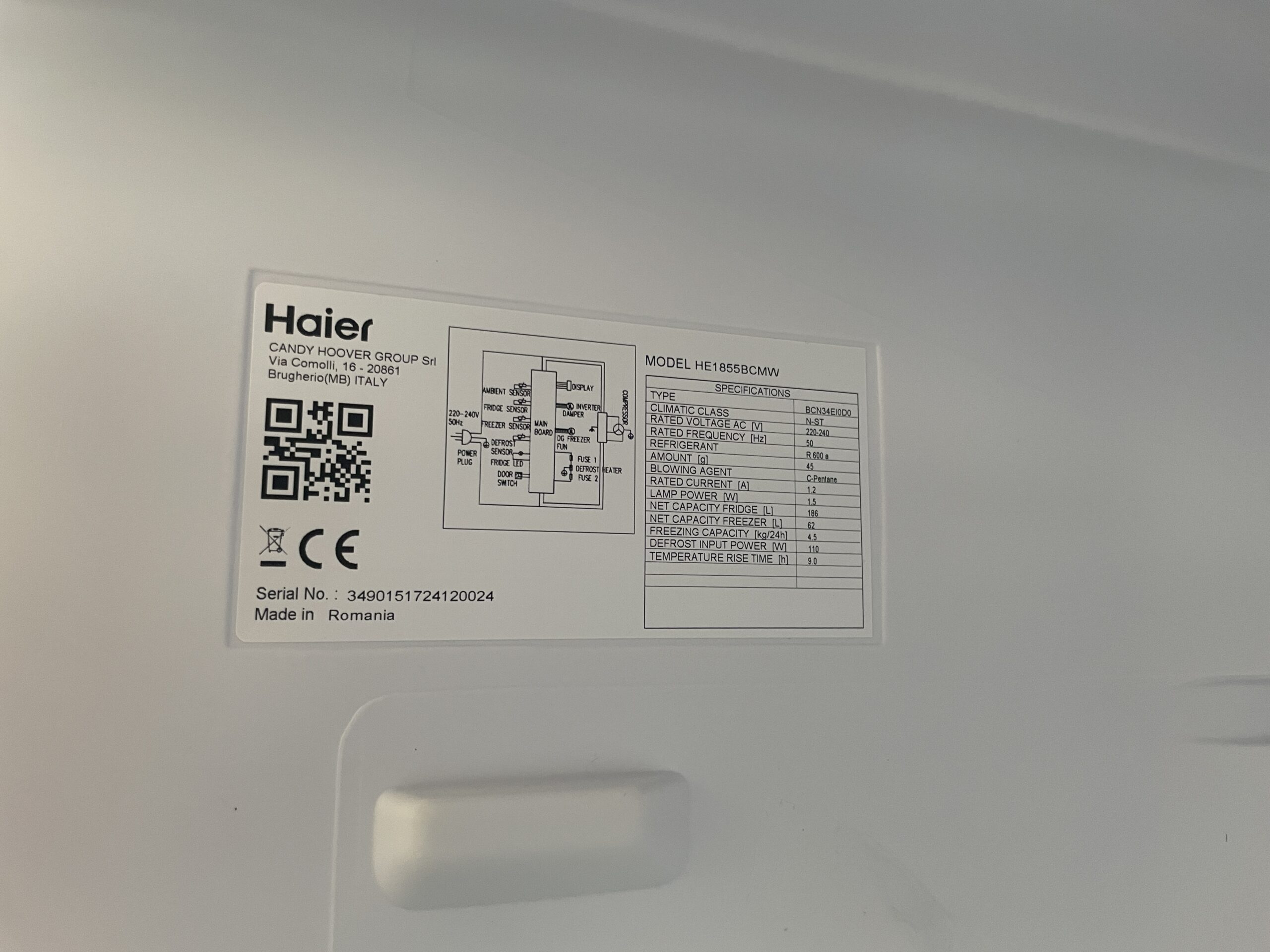 Lodówka HAIER HE 1855 BCMW No frost 177.2cm Biała - Image 4